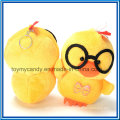 Lovable Cartoon Animal Toy of Yellow Plush Glasses Chicken Pendant